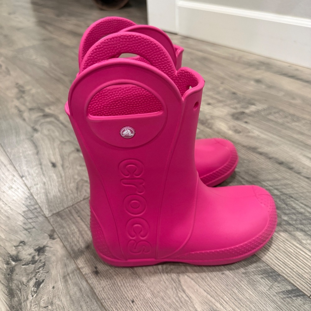 Crocs Handle It Rain Boots Pink Girls Kids Youth Size J3